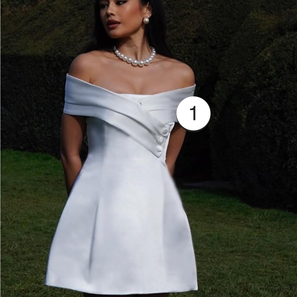 NWT Meshki Elegant Off-Shoulder White Mini Dress